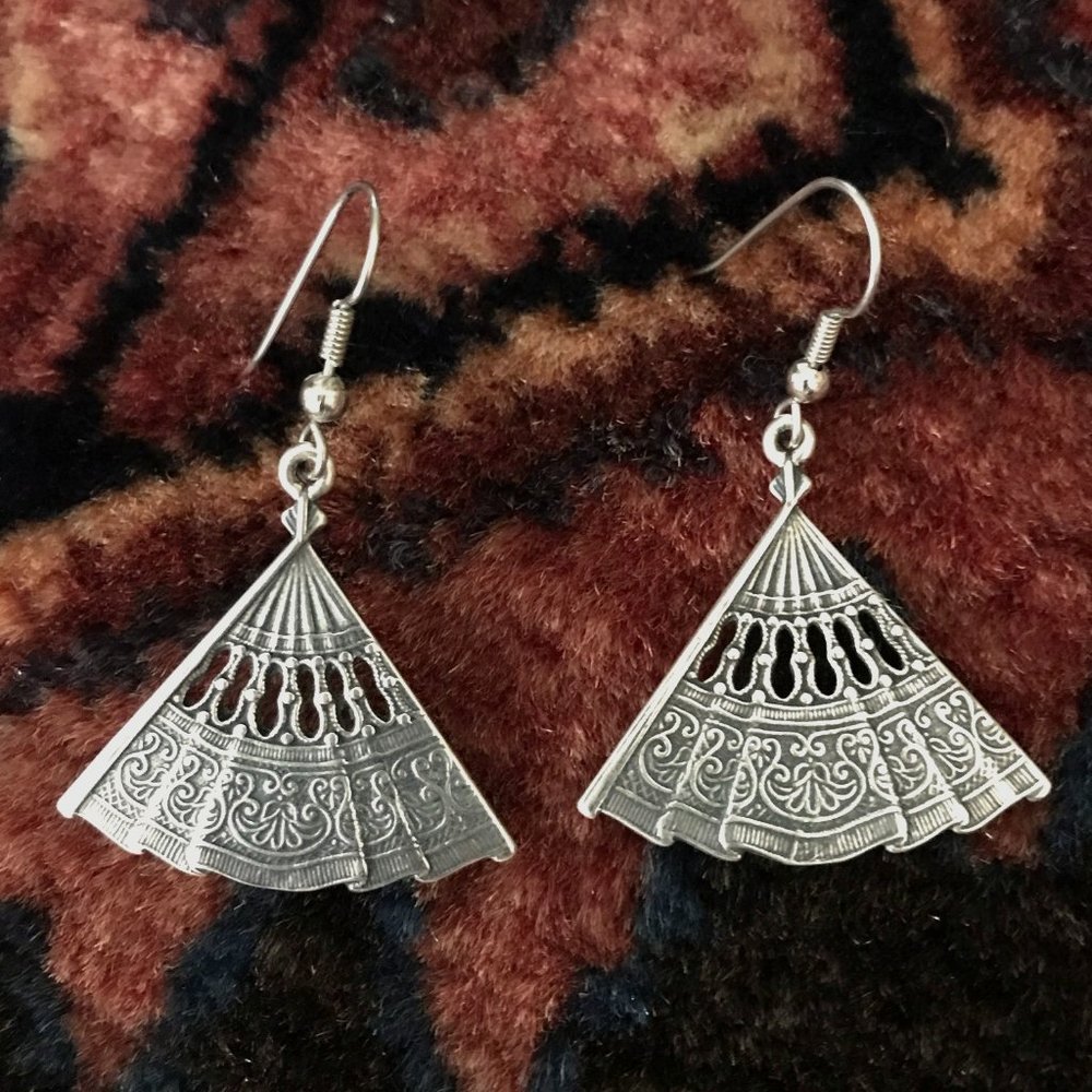 Sterling Silver Fan-Shaped Earrings